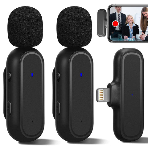 Kit con dos micrófonos inalámbricos de solapa para android iOS y PC