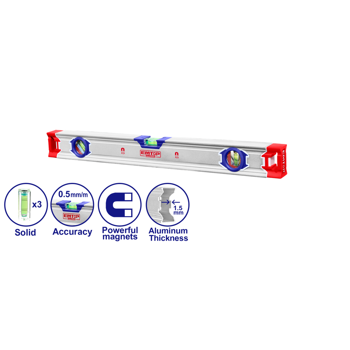 Nivel de burbuja magnético doble superficie