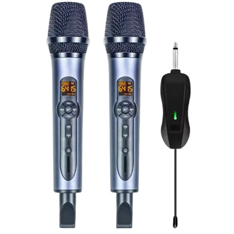 Combo de 2 micrófonos inalámbricos con receptor HT-02