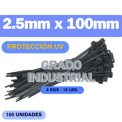 Zunchos negros UV 3.9” grado industrial Kuwes KSGT-100WMC