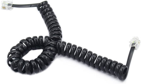 Cable en espiral para auricular color negro, 7 pies de longitud – CALIDAD SUPERIOR – Kuwes KXUS-052-7FT-BK