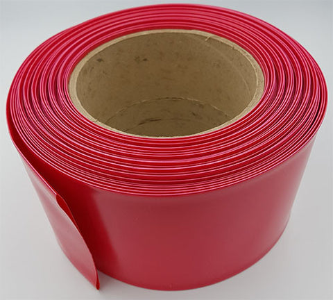 Pie de tubo de PVC termoencogible, ancho plano de 100mm.  Color rojo – HS-100R