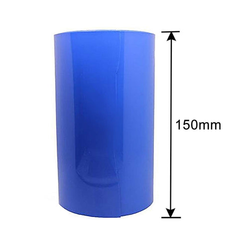 Pie de tubo de PVC termoencogible, ancho plano de 150mm.  Color azul – HS-150BL