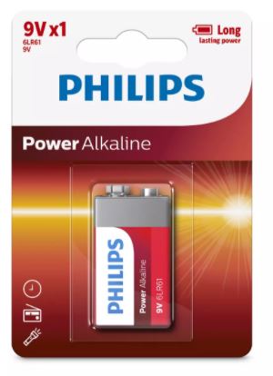 Paquete de 1 batería alcalina Philips tamaño 9V 6LR61