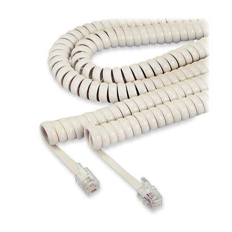 Cable en espiral para auricular color marfil, 15 pies de longitud – CALIDAD SUPERIOR – KXUS-052IV Kuwes
