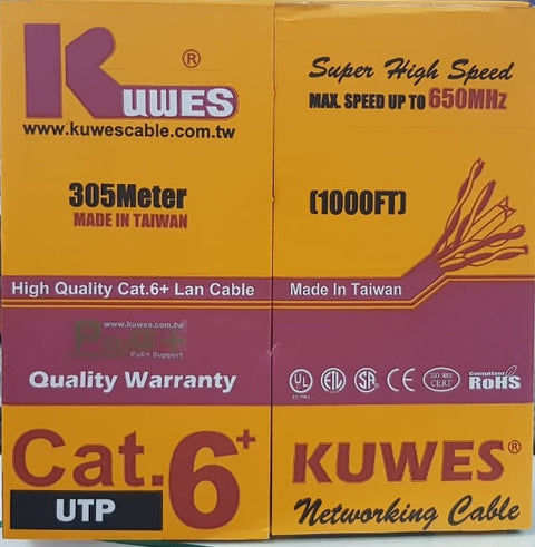 Rollo con 1000 pies de Cable UTP CAT6 negro, intemperie - KUWES UTP-C6-PE
