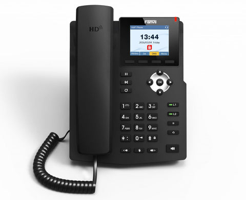 Teléfono IP, 2 cuentas SIP, Gigabit, Pantalla LCD a color de 2.8”, Voz HD, Poe, RJ9 – X3G Fanvil