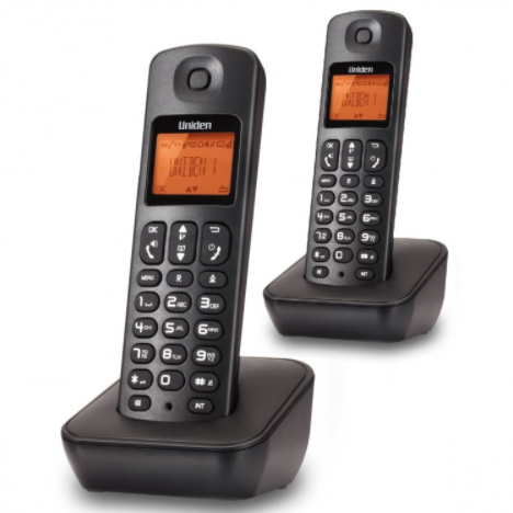 Combo de 2 teléfonos inalámbricos Uniden AT3100-2BK con pantalla y altavoz