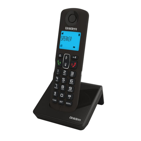 Teléfono inalámbrico Uniden AT3101 en color negro, pantalla retroiluminada, identificador de llamadas, altavoz y múltiples melodías de timbrado