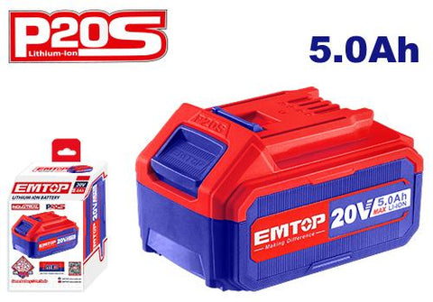Batería industrial recargable de litio P20S, 20V 5.0Ah – EMTOP EBPK2003