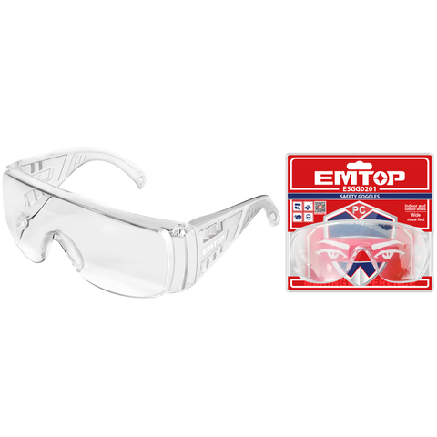 Gafas de seguridad con protección lateral, transparente - EMTOP ESGG0201