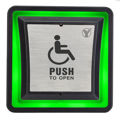 Botón de salida para ayuda a discapacitados, superficial, ilumina en rojo y verde, contactos NO/NC/COM – PBK-871(LED) YLI
