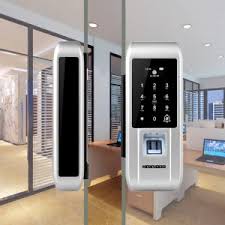 Cerradura inteligente para puerta de vidrio, lector biométrico y de proximidad, teclado táctil y botón de campana – S400