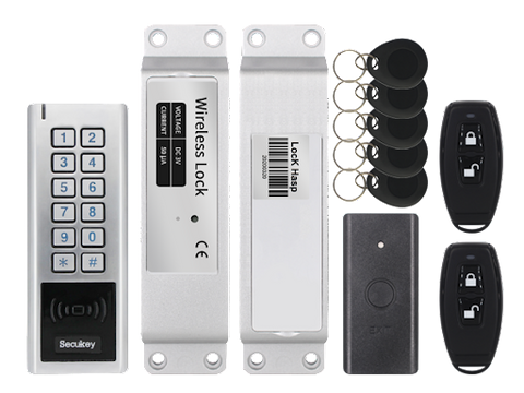 Kit de acceso inalámbrico: Teclado waterproof + Cerradura + Botón de salida + Transmisores + Llaveros – Secukey WS2-K