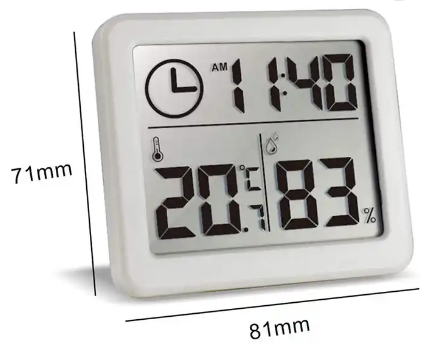 Termómetro higrómetro digital, mide temperatura y humedad, muestra la hora – YK-009