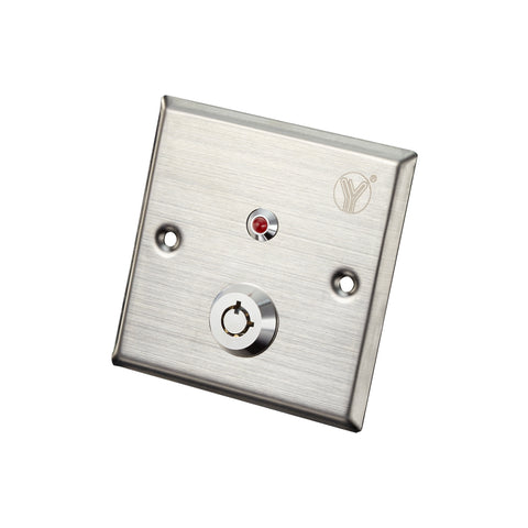 Botón de salida con interruptor de llave tubular, luz LED, placa de acero inoxidable, resistente al agua – YKS-701L