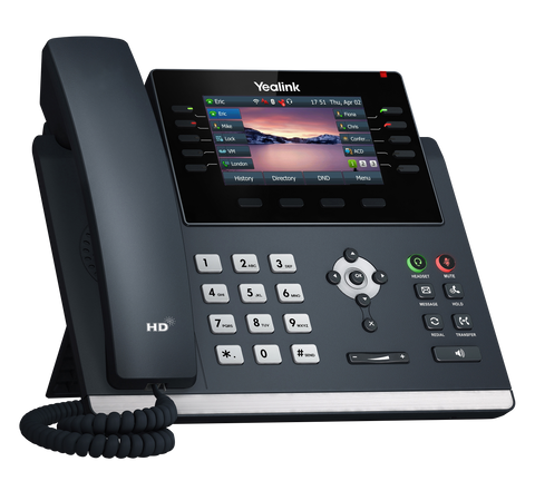Teléfono IP Yealink SIP-T46U con 16 cuentas SIP, 2 puertos Gigabit, PoE, audio HD
