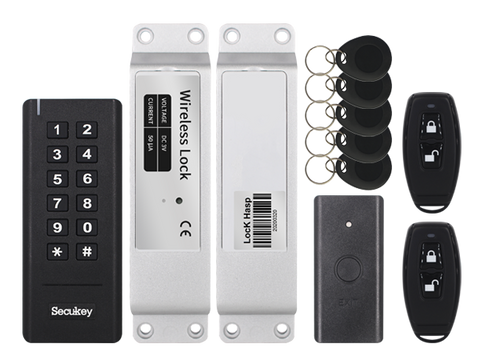 Kit de acceso inalámbrico: Teclado + Cerradura + Botón de salida + Transmisores + Llaveros – Secukey WS1