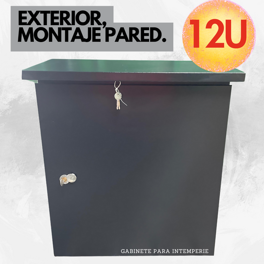 Gabinete para exterior montaje en pared, capacidad de 12U