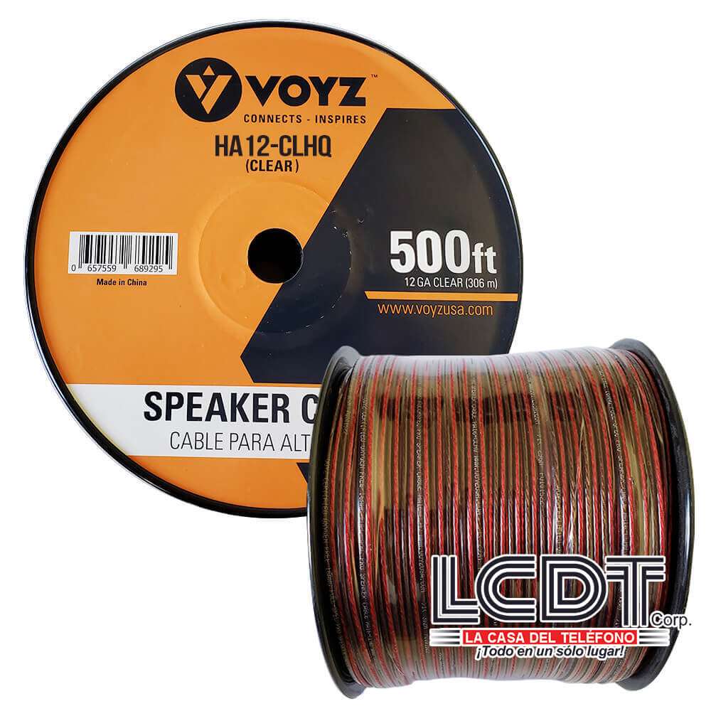 Kinter Cable de altavoz estéreo de audio de calibre 12 de 100 pies, 100.0  ft, 2 conductores de polaridad marcada PVC transparente, CCA, carrete en
