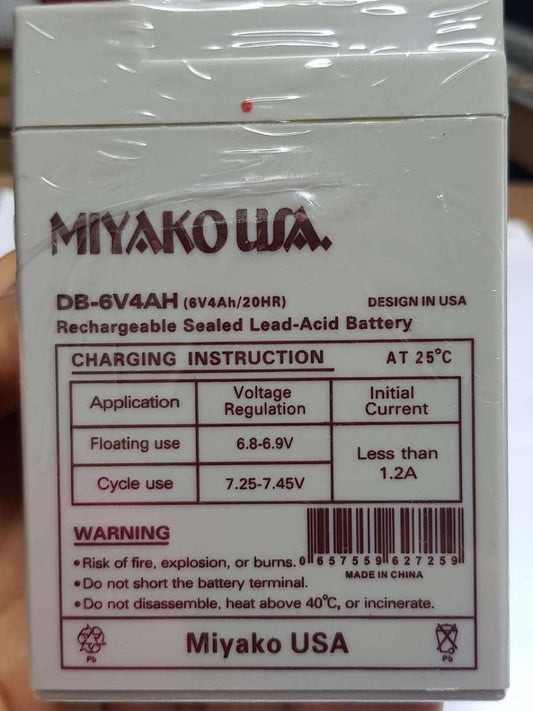Batería Sellada de ácido plomo 6 voltios 4 amperios – DB-6V4AH Miyako