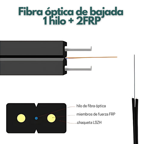 Fibra óptica drop de 1 hilo FTTH G.652D chaqueta LSZH 1000 metros