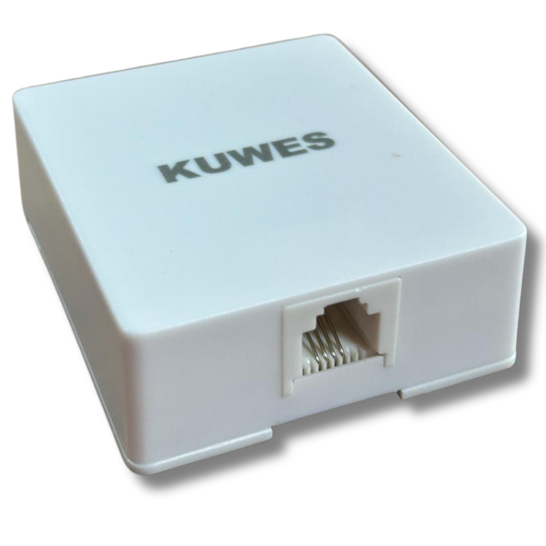 Cajilla telefónica superficial en color blanco Kuwes 468-4C-WH