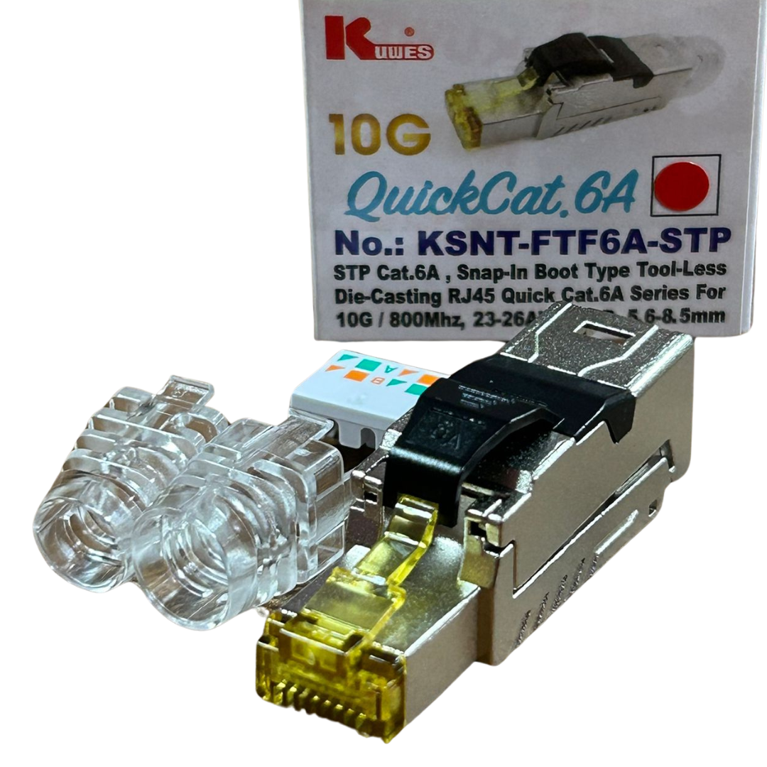 Conector RJ45 CAT6A STP de 10G para montaje sin herramienta Kuwes KSNT-FTF6A-STP