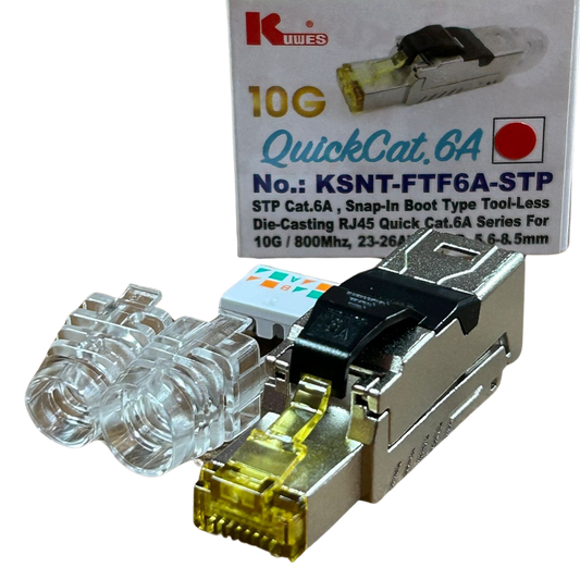 Conector RJ45 CAT6A STP de 10G para montaje sin herramienta Kuwes KSNT-FTF6A-STP
