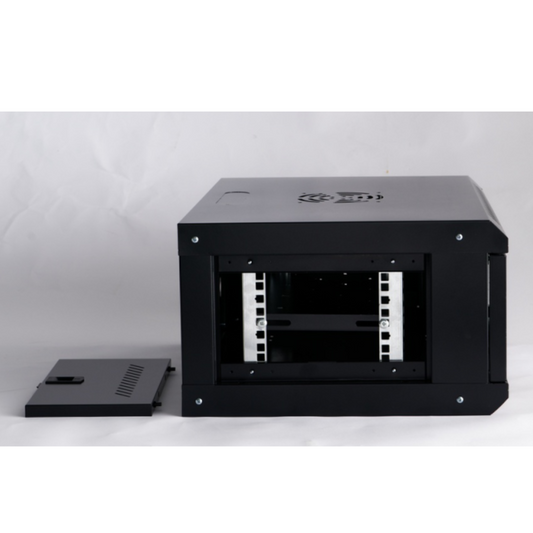 Gabinete de 4U con puerta de malla y bandeja incluida