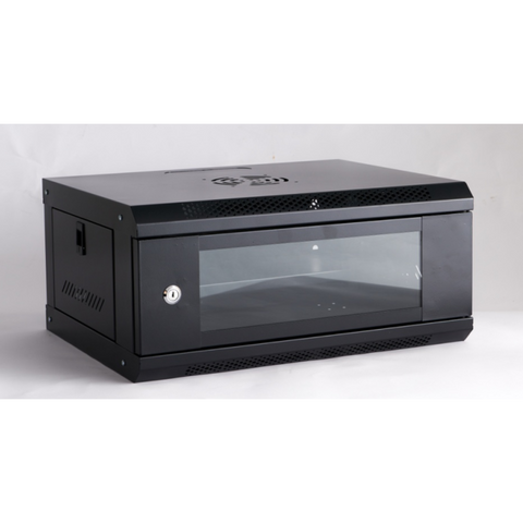 Gabinete de 4U con puerta de vidrio y bandeja incluida