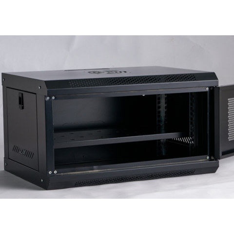 Gabinete de 6U con puerta de malla y bandeja incluida