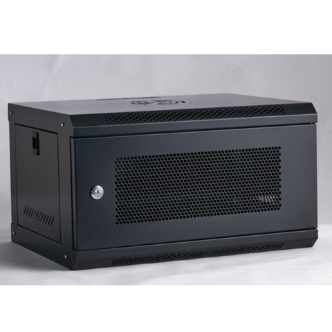 Gabinete de 6U con puerta de malla y bandeja incluida