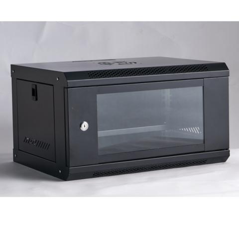 Gabinete de 6U con puerta de vidrio y bandeja incluida