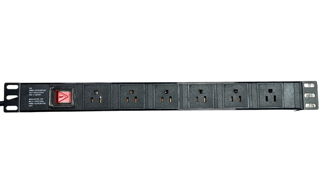 Regleta PDU horizontal para rack de 6 salidas