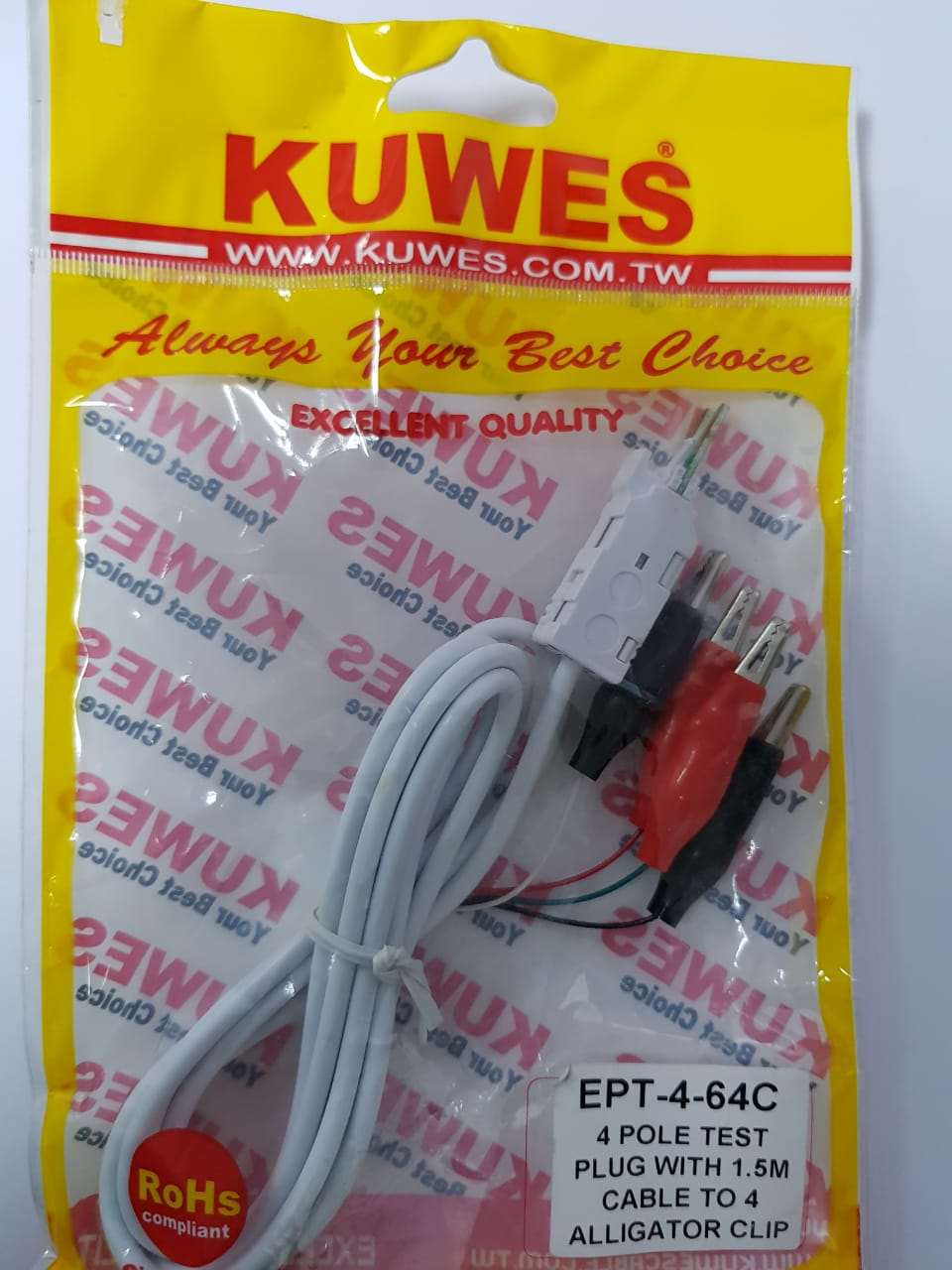 Cable de prueba de Plug 4 polos a 4 conectores aislados tipo lagarto – EPT-4-64C