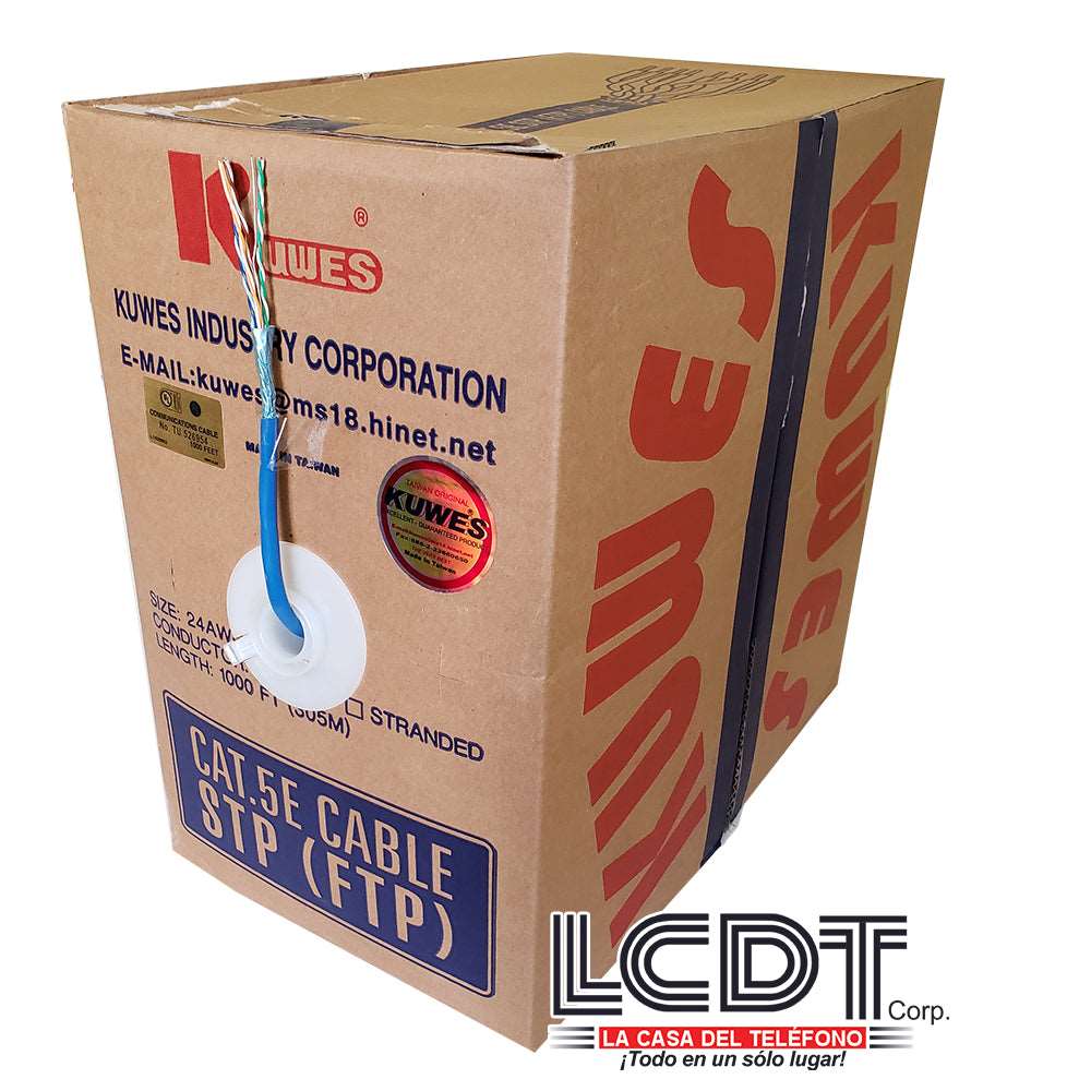 Caja de FTP CAT5e Azul, cobre, 1000 pies - KUWES FTPCAT.5EBL