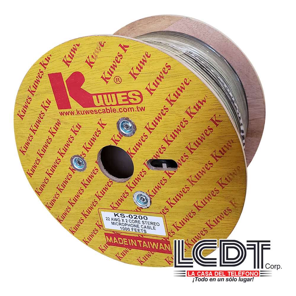 Rollo de cable para micrófono 2C 22AWG, malla de cobre, 1000 pies - KUWES KS-0200
