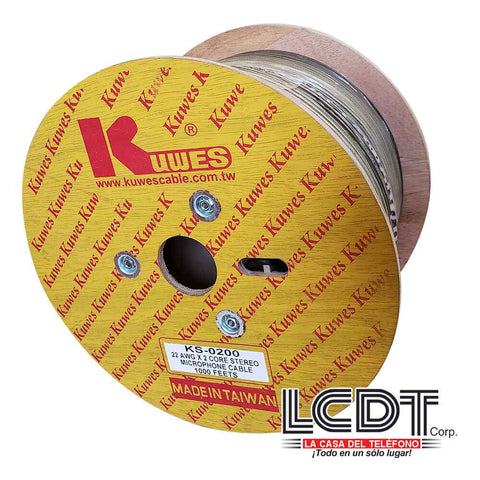 Rollo de cable para micrófono 2C 22AWG, malla de cobre, 1000 pies - KUWES KS-0200