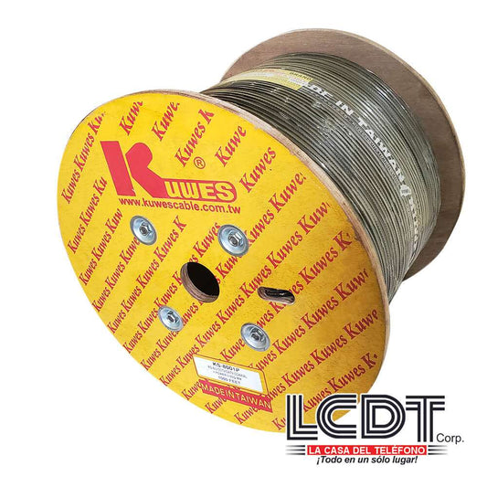 Rollo de coaxial RG-6/U + Siamés negro, 1000 pies – KUWES KS-8001P