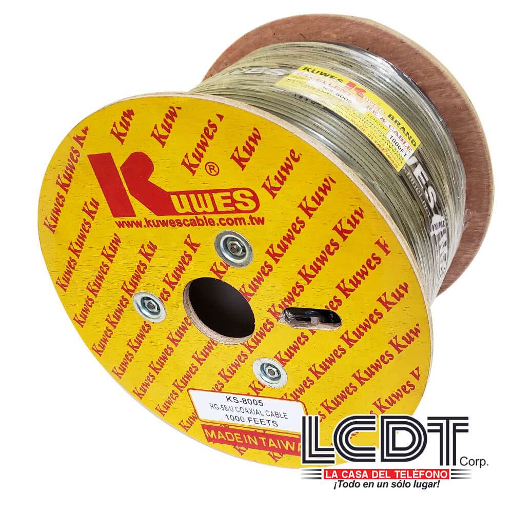 Rollo de coaxial RG-58/U negro, 1000 pies – KUWES KS-8005