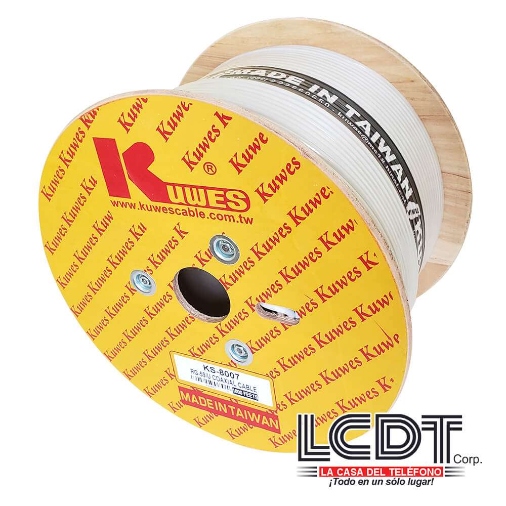 Rollo de coaxial RG-59/U blanco, 1000 pies – KUWES KS-8007-WH