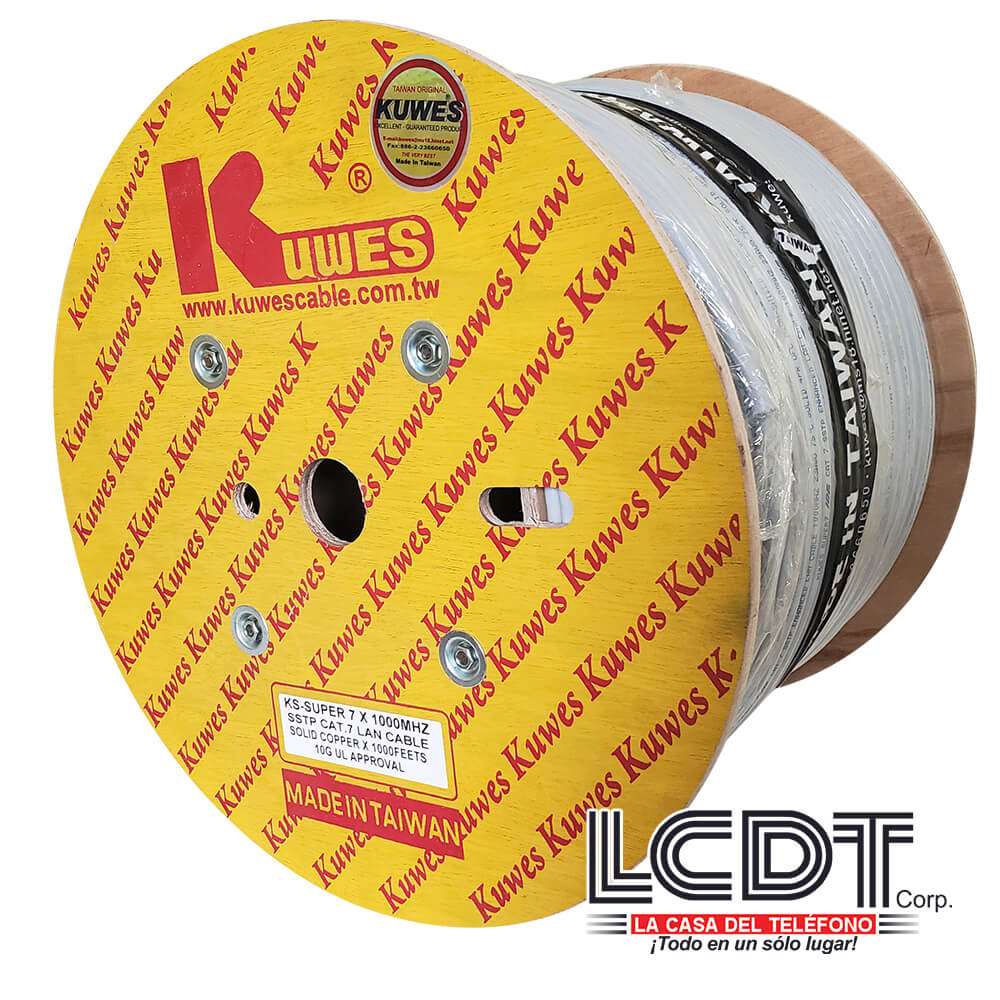 Rollo de SSTP CAT7 Gris, cobre, 1000 pies – KUWES KS-S7-GY