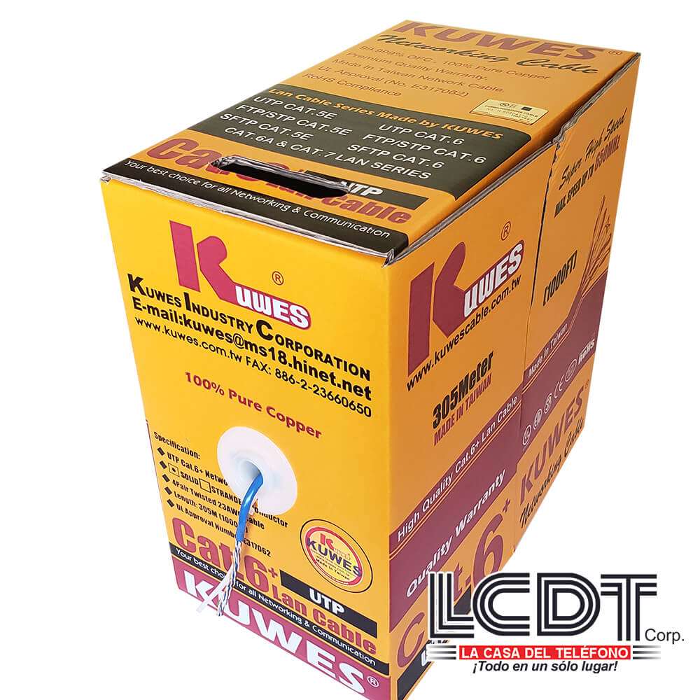 Caja de UTP CAT6 Azul, cobre, 1000 pies - KUWES UTPCAT.6+BL