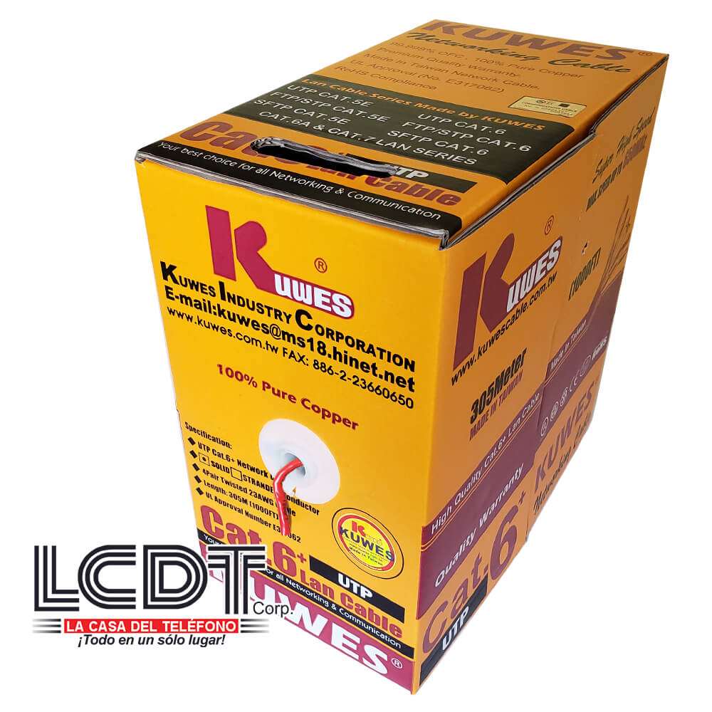 Caja de UTP CAT6 rojo, cobre, 1000 pies - KUWES UTPCAT.6+RD