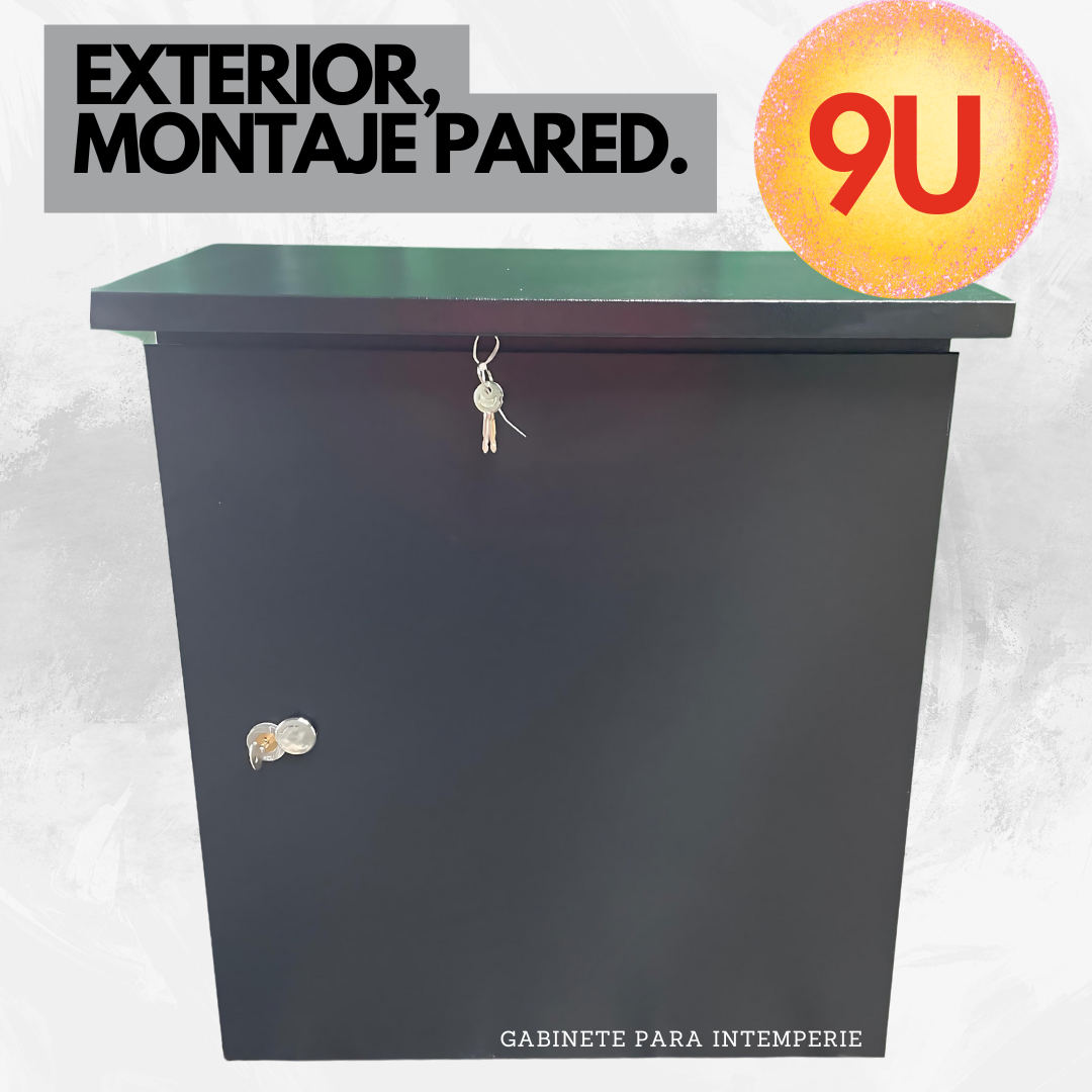Gabinete para exterior montaje en pared, capacidad de 9U