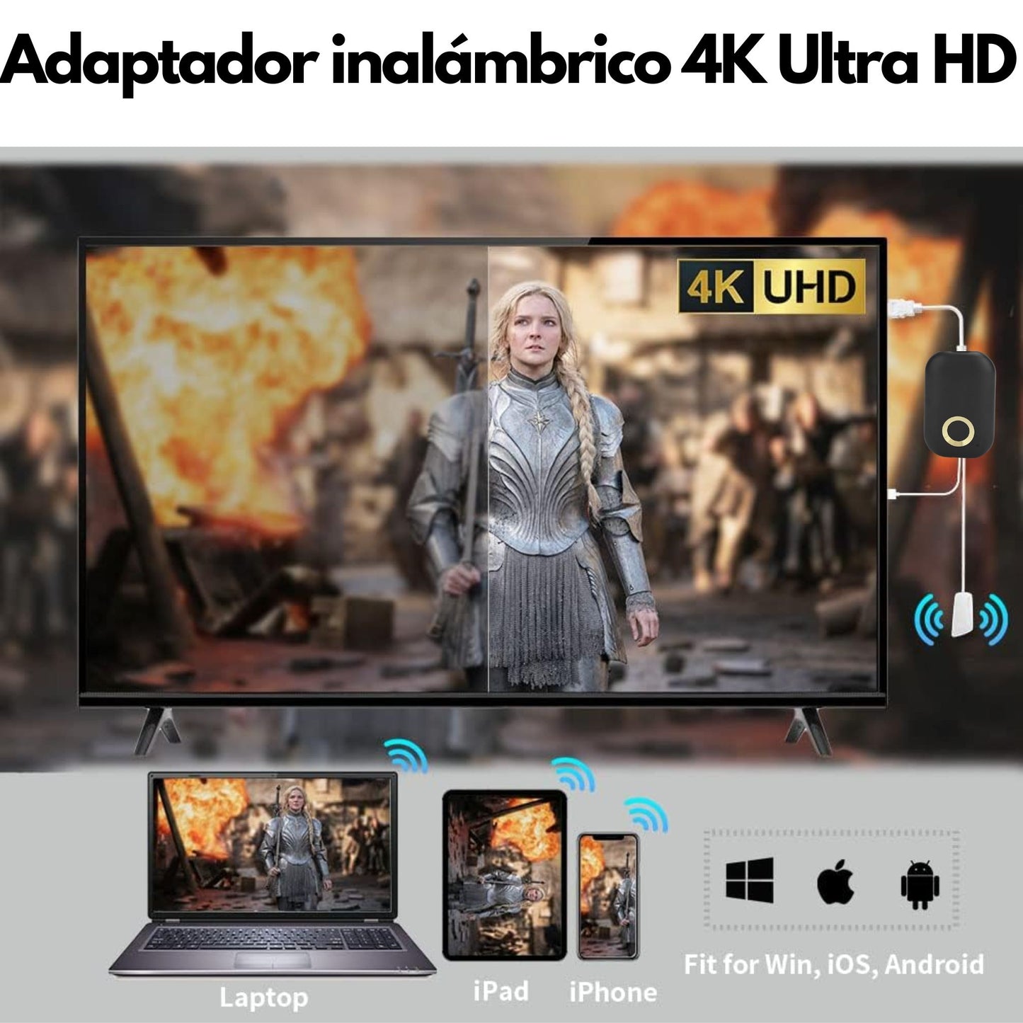 Adaptador de pantalla inalámbrica UHD 4K – K858