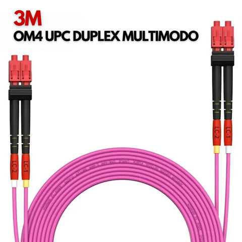 Patch Cord de fibra óptica multimodo OM4 dúplex LC/UPC a LC/UPC de 3 metros