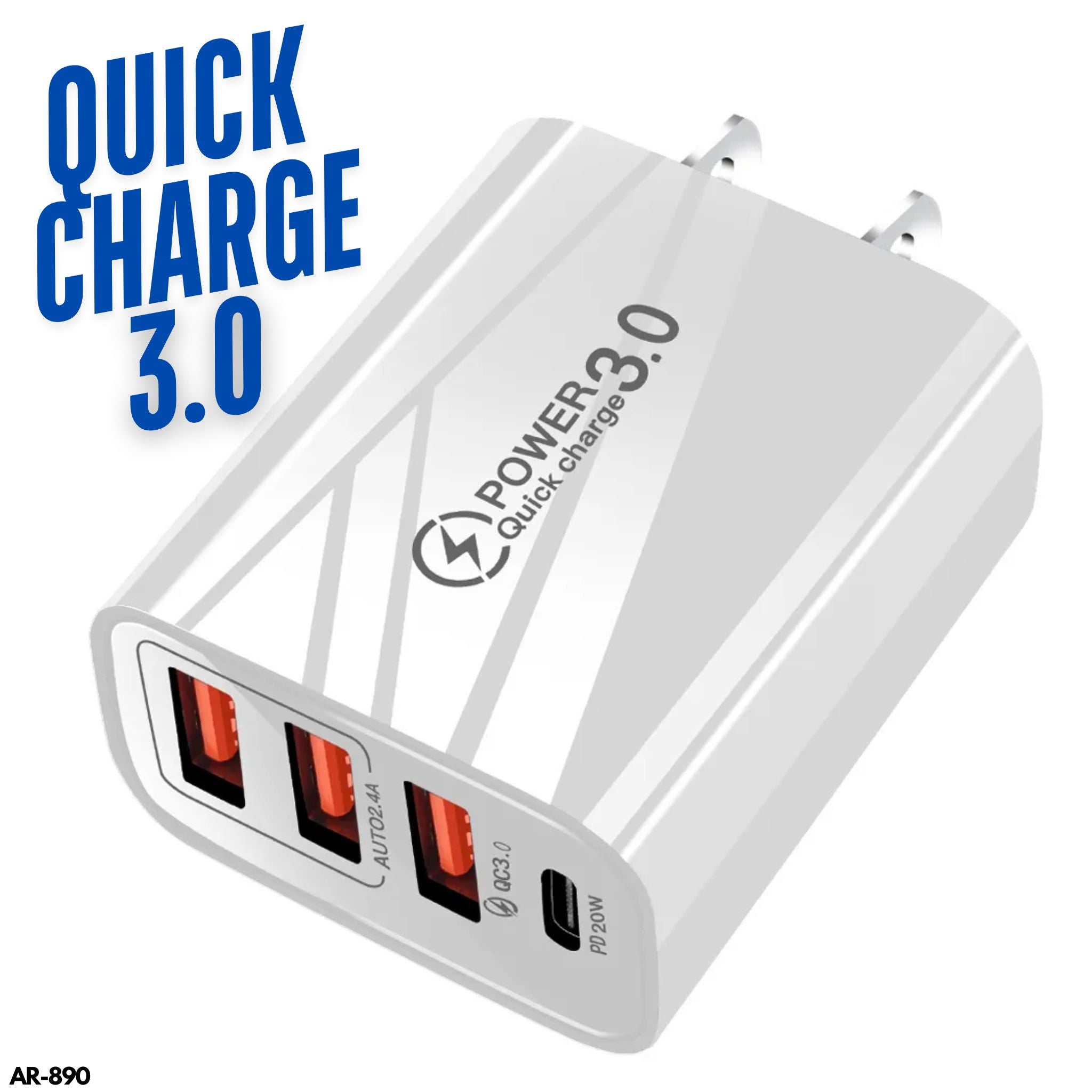 Cargador rápido USB 4 puertos para iPhone, Samsung, Teléfonos Android y más