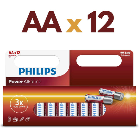 Ahorro Pack! 12 baterías alcalinas AA LR6P12B/97 de marca Philips